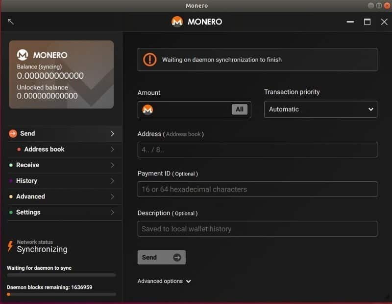 صورة لـ كيفية تعدين واستخدام العملة المشفرة Monero على نظام Linux | monero-wallet-sync-DzTechs