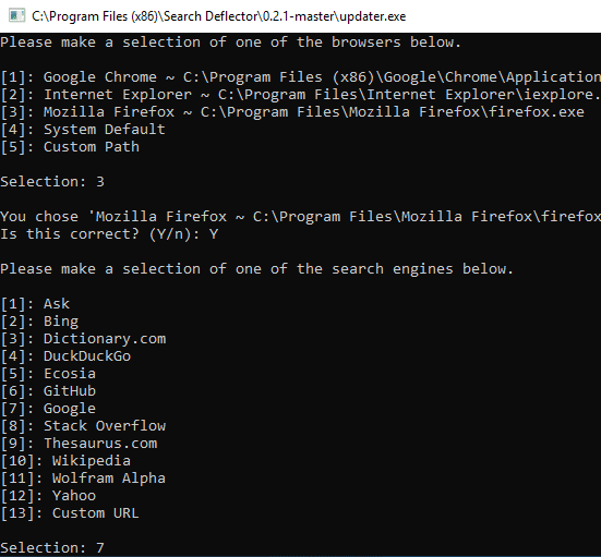 صورة لـ إجعل Google محرك البحث الافتراضي للبحث في قائمة ابدأ في Windows 10 | search-deflector-select-search-engine-DzTechs