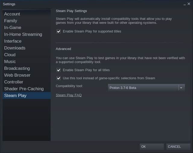 صورة لـ كيفية استخدام Steam Play لتشغيل العديد من ألعاب Windows على نظام Linux | steam-play-settings-DzTechs