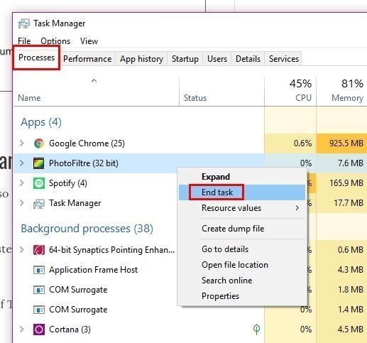 صورة لـ كيفية إغلاق التطبيقات غير المستجيبة في نظام التشغيل Windows 10 | Apps-Task-DzTechs