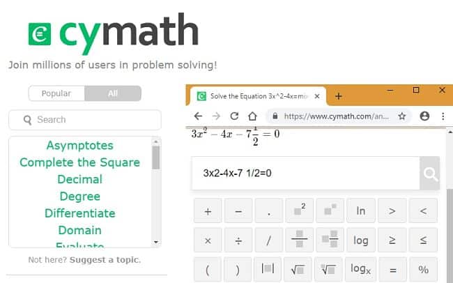 صورة لـ 5 من أفضل أدوات الويب الموصى بها لحل مشاكل الرياضيات الصعبة | Cymath-Solve-Quadratic-Equation-1-DzTechs