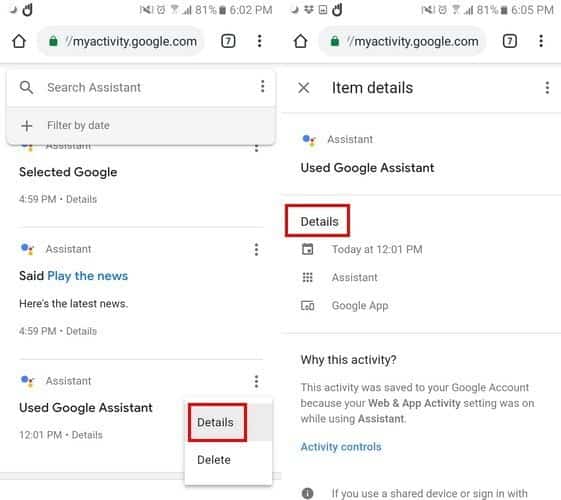 صورة لـ كيفية البحث عن الأوامر الصوتية لـ Google Assistant وحذفها | Google-Details-DzTechs