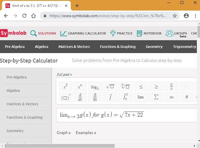 صورة لـ 5 من أفضل أدوات الويب الموصى بها لحل مشاكل الرياضيات الصعبة | Symbolab-Limits-Equation-Step-1-DzTechs