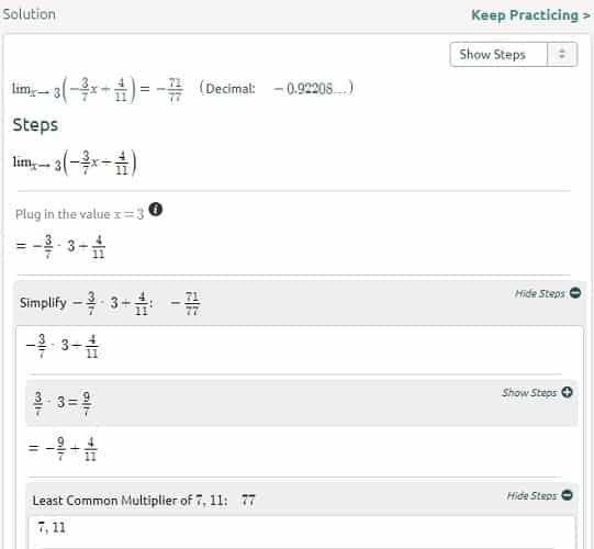 صورة لـ 5 من أفضل أدوات الويب الموصى بها لحل مشاكل الرياضيات الصعبة | Symbolab-Limits-Equation-Step-2-DzTechs