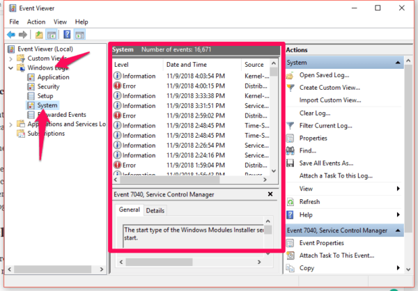 صورة لـ كيفية استكشاف خطأ critical structure corruption وإصلاحه في نظام التشغيل Windows 10 | Windows10-events-viewer-e1541782225381-DzTechs
