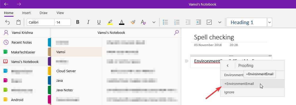 صورة لـ كيفية إضافة أو إزالة الكلمات من القاموس في نظام التشغيل Windows 10 | add-words-to-dictionary-wind10-add-to-dictionary-in-onenote-DzTechs