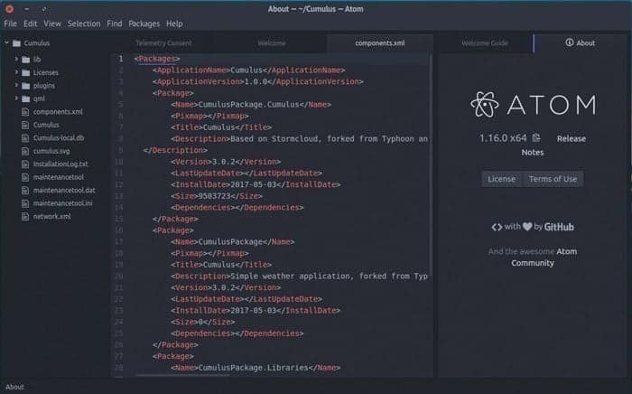 صورة لـ أفضل تطبيقات تحرير النصوص المُتقدمة لنظام Linux | best-linux-text-editors-atom-DzTechs