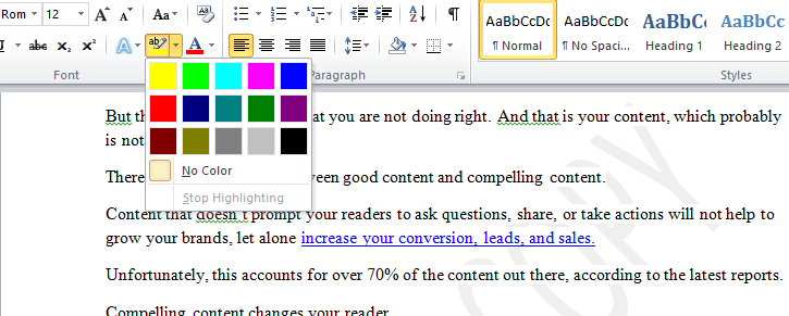 صورة لـ كيفية نسخ ولصق نص من تحديدات نصية متعددة في Microsoft Word | microsoft-word-highlighter-pen-DzTechs