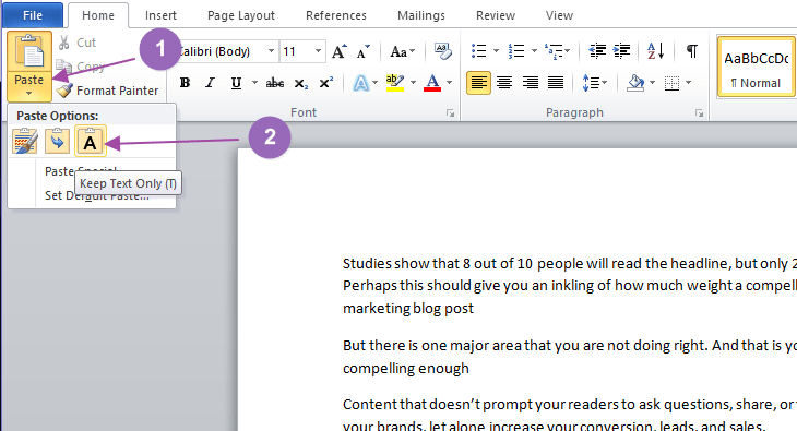 صورة لـ كيفية نسخ ولصق نص من تحديدات نصية متعددة في Microsoft Word | microsoft-word-pasting-options-2-DzTechs