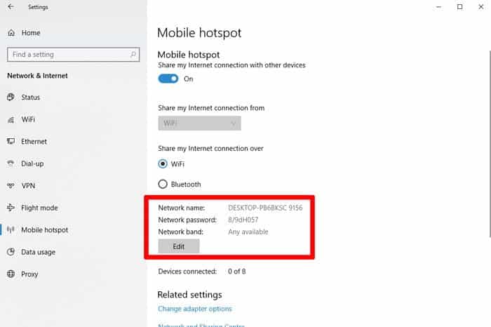 صورة لـ كيفية تحويل Windows 10 إلى نقطة اتصال محمولة للـ Wi-Fi | turn-windows-10-mobile-hotspot-settings-2-DzTechs