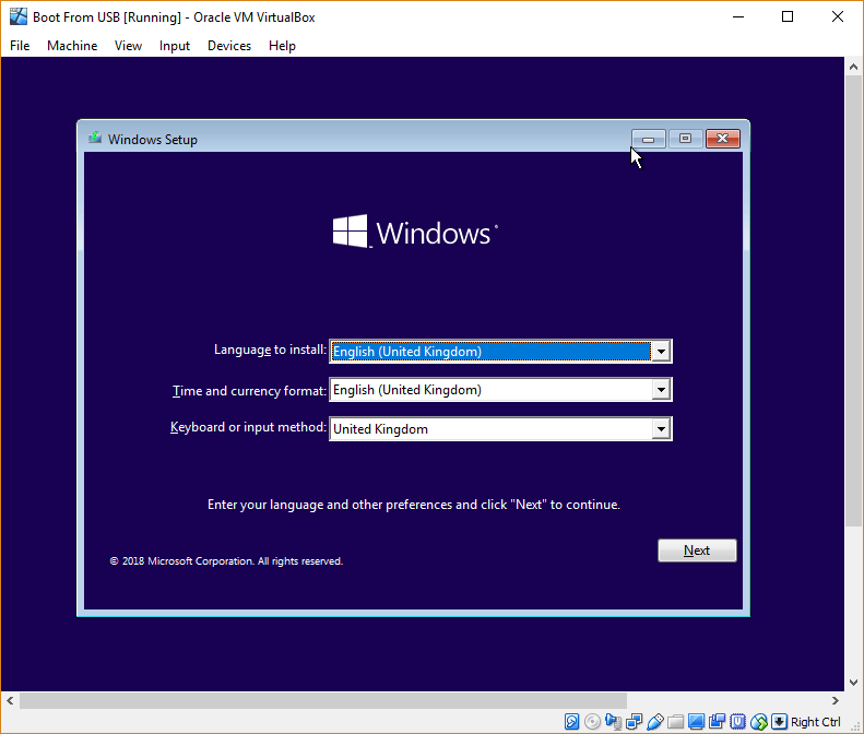 صورة لـ كيفية تمهيد نظام التشغيل من محرك أقراص USB في VirtualBox | virtualbox-booting-windows-setup-from-usb-DzTechs