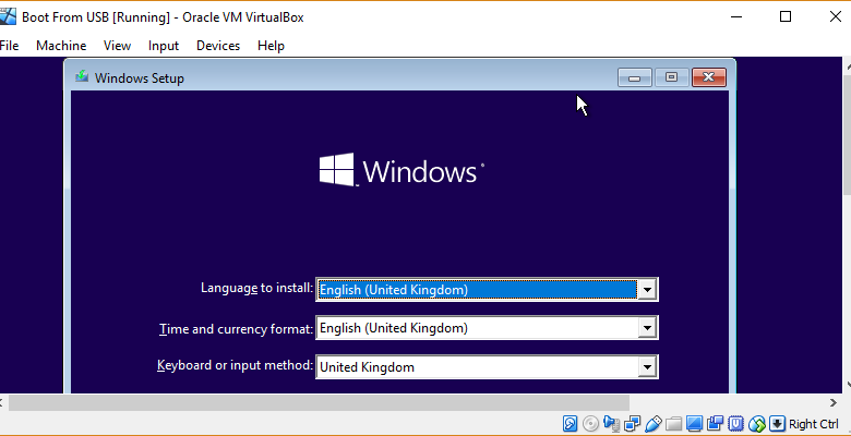 صورة لـ كيفية تمهيد نظام التشغيل من محرك أقراص USB في VirtualBox | virtualbox-featured-running-windows-setup
