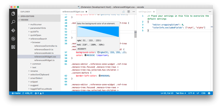 صورة لـ 13 من أفضل إضافات Visual Studio Code يجب أن تجربها | vs-code-extension-color-info-DzTechs