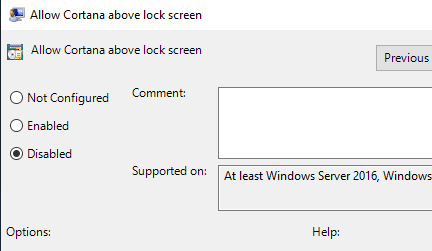 صورة لـ كيفية تعطيل أو تمكين Cortana على شاشة القفل في Windows 10 | win10-disable-cortana-on-lockscreen-disable-policy-DzTechs
