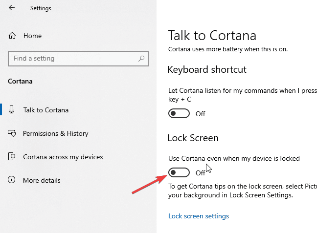 صورة لـ كيفية تعطيل أو تمكين Cortana على شاشة القفل في Windows 10 | win10-disable-cortana-on-lockscreen-settings-app-DzTechs