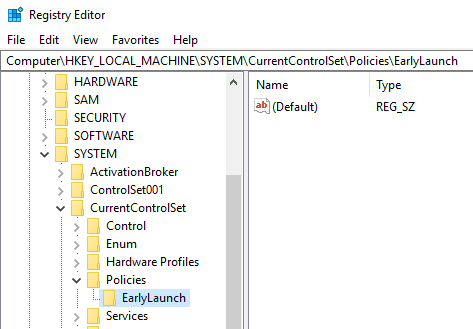صورة لـ كيفية تكوين برنامج تشغيل Boot-Start لمكافحة البرامج الضارة في نظام التشغيل Windows 10 | win10-early-launch-drivers-create-key-DzTechs