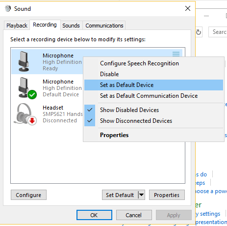 صورة لـ كيفية إعداد ميكروفون خارجي في نظام التشغيل Windows وجعله الافتراضي | windows-microphone-control-panel-default-DzTechs