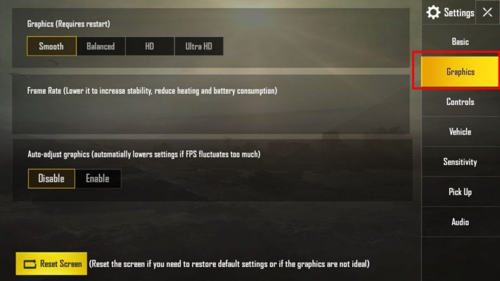 صورة لـ كيفية ضبط إعدادات الرسومات على PUBG mobile على Android | Adjust-Graphics-Settings-On-PUBG-3-1024x576-DzTechs