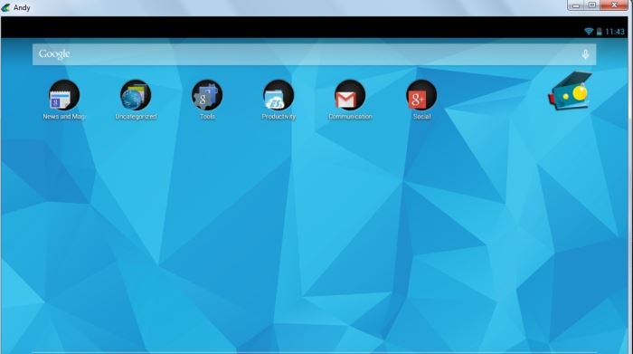 صورة لـ أفضل مُحاكيات Android لتشغيل تطبيقات Android على Windows | Android-Emulators-Andy-user-interface-DzTechs