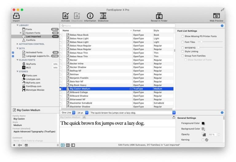 صورة لـ قائمة بأفضل تطبيقات إدارة الخطوط على الـ Mac | FontExplorer-Two-DzTechs