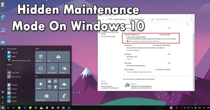 صورة لـ كيفية استخدام ميزة الصيانة التلقائية على نظام Windows 10 | Use-Hidden-Maintenance-Mode-On-Windows-10-696x365