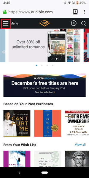 صورة لـ كيفية إلغاء الاشتراك في تطبيق Audible بسهولة | audible-homepage-on-web-browser-DzTechs