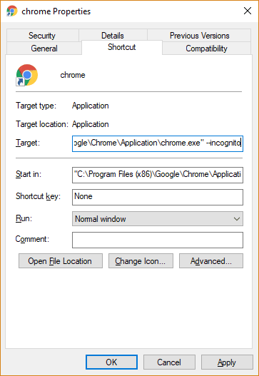 صورة لـ استخدام Chrome Command Line Switches بشكل مفيد وماذا تفعل بهم؟ | chrome-switches-shortcut-properties-DzTechs