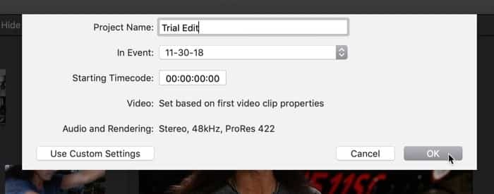 صورة لـ كيف تبدأ في استخدام تطبيق تعديل الفيديو الاحترافي Final Cut Pro | final-cut-pro-intro-creating-project-DzTechs