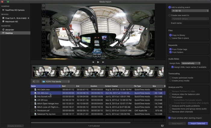 صورة لـ كيف تبدأ في استخدام تطبيق تعديل الفيديو الاحترافي Final Cut Pro | final-cut-pro-intro-import-window-DzTechs