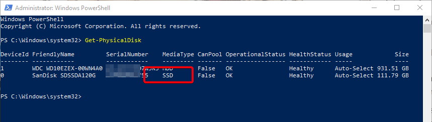 صورة لـ كيفية معرفة ما إذا كان نظام Windows الخاص بك لديه SSD أو HDD | hdd-or-ssd-powershell-DzTechs