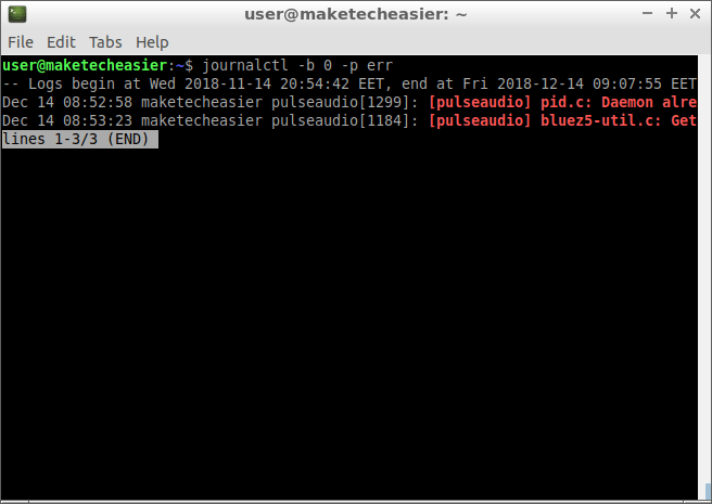 صورة لـ كيفية استخدام Journalctl لقراءة سجلات نظام Linux | journalctl-filter-errors-DzTechs