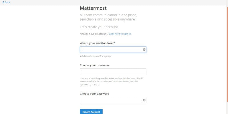 صورة لـ كيفية إعداد Mattermost بديل Slack على خادم Ubuntu | mattermost-signup-DzTechs