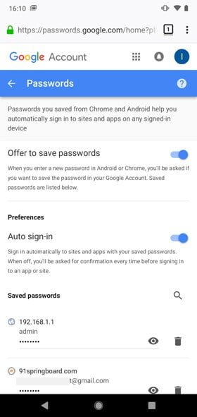 صورة لـ كيفية التحقق من كلمات السر المحفوظة في Chrome Mobile | password-google-2-DzTechs