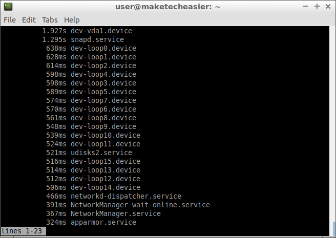 صورة لـ جعل التمهيد في نظام Linux أسرع عن طريق تعطيل الخدمات غير الضرورية | systemd-analyze-blame-DzTechs
