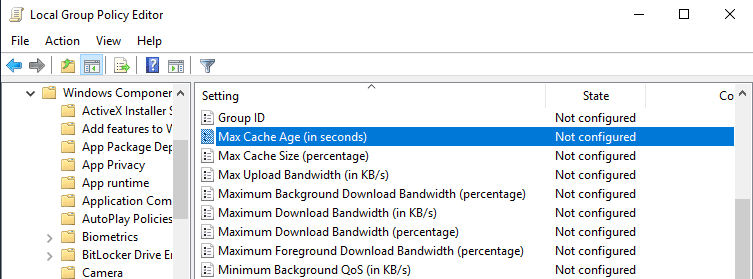 صورة لـ كيفية تحسين ذاكرة التخزين المؤقت لـ Delivery Optimization في نظام التشغيل Windows 10 | win10-delivery-optimization-open-max-age-policy-DzTechs