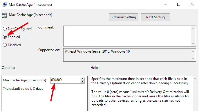 صورة لـ كيفية تحسين ذاكرة التخزين المؤقت لـ Delivery Optimization في نظام التشغيل Windows 10 | win10-delivery-optimization-set-number-of-days-in-policy-DzTechs
