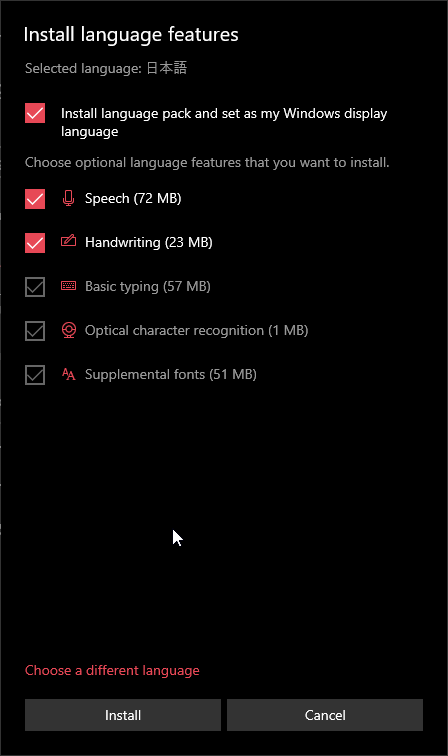 صورة لـ كيفية إضافة أو إزالة حزم اللغة لتغيير لغة العرض في Windows 10 | win10-language-packs-3-select-components-and-click-install-DzTechs