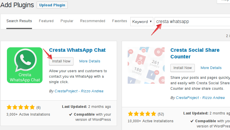 صورة لـ كيفية إضافة مربع دردشة WhatsApp إلى موقع WordPress الخاص بك | wordpress-whatsapp-install-cresta-plugin-DzTechs