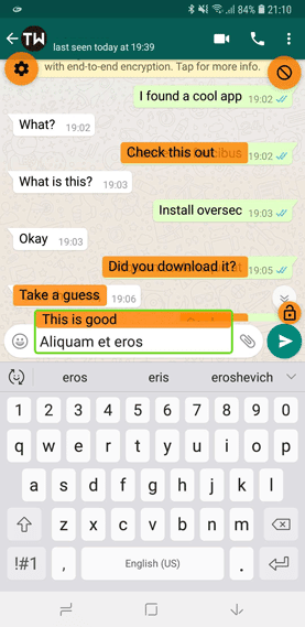 صورة لـ كيفية إرسال رسالة خاصة مشفرة على WhatsApp باستخدام Oversec | 1n9-green-box-DzTechs
