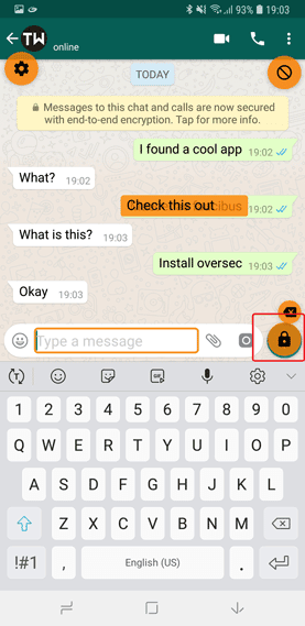 صورة لـ كيفية إرسال رسالة خاصة مشفرة على WhatsApp باستخدام Oversec | 1n9-long-press-lock-button-for-encryption-settings-DzTechs