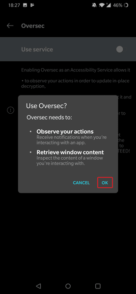 صورة لـ كيفية إرسال رسالة خاصة مشفرة على WhatsApp باستخدام Oversec | 6t-accessibility-service-oversec-DzTechs