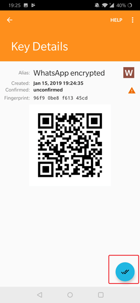 صورة لـ كيفية إرسال رسالة خاصة مشفرة على WhatsApp باستخدام Oversec | 6t-blue-button-to-authenticate-key-DzTechs