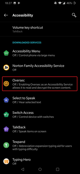 صورة لـ كيفية إرسال رسالة خاصة مشفرة على WhatsApp باستخدام Oversec | 6t-oversec-accessibility-service-DzTechs