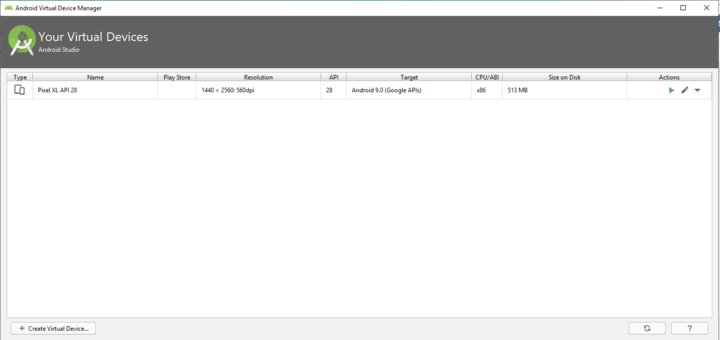 صورة لـ كيفية إعداد وتشغيل Android Pie 9.0 على جهاز الكمبيوتر لتطوير التطبيقات | Android-studio-create-another-virtual-device-button-DzTechs