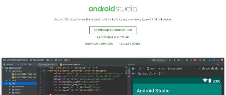 صورة لـ كيفية إعداد وتشغيل Android Pie 9.0 على جهاز الكمبيوتر لتطوير التطبيقات | Android-studio-webpage-DzTechs