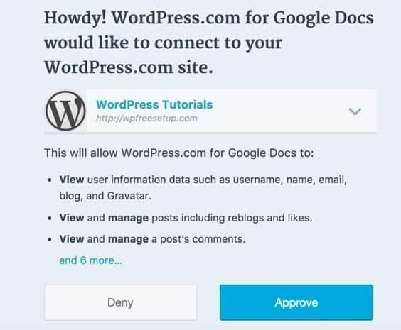 صورة لـ الدليل الكامل لاستيراد المقالات من مستندات Google إلى WordPress | Approve-Google-docs-access-to-WordPress-DzTechs