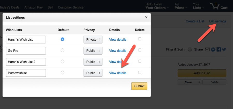 صورة لـ كيف شراء المنتجات من Amazon باستخدام Bitcoins والحصول على خصم يصل إلى 25% | Edit-Wishlist-settings-on-Amazon-DzTechs
