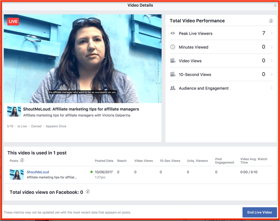 صورة لـ كيف يُمكنك بث محتوى مقاطع الفيديو المسجلة مسبقًا إلى صفحة Facebook مجانا | Facebook-Live-video-metrics-DzTechs