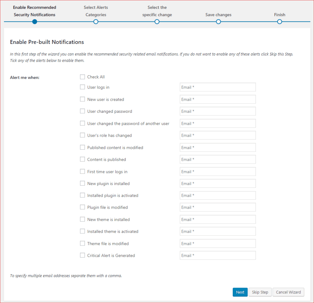 صورة لـ لماذا وكيف تقوم بإنشاء سجل تدقيق الأمان على WordPress مجانًا | WordPress-logs-email-notifications-1024x986-DzTechs