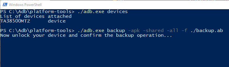 صورة لـ كيفية عمل نسخة احتياطية من ملفات Android والتطبيقات وبياناتها إلى جهاز الكمبيوتر | android-backup-backup-command-DzTechs